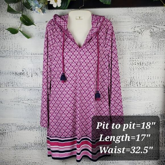 Talbots Cabana Life Sapphire Hooded Beach Cover-Up UPF 50+ Sz S Resort Vacation - Picture 10 of 11